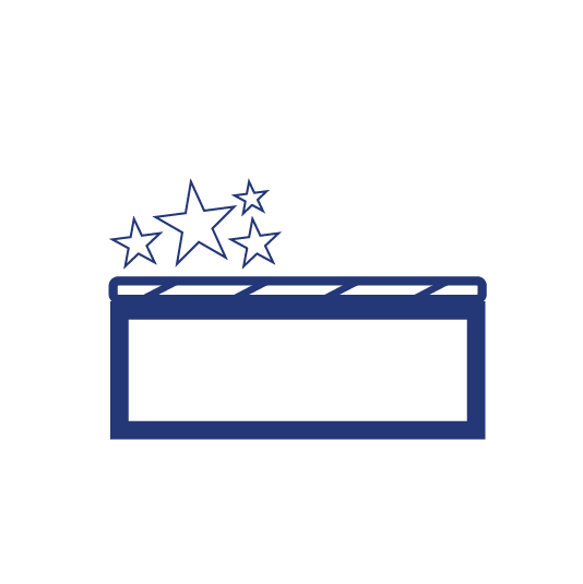 Icons - Blue_Visual Appearance Blue rectangle icon with coating on top and stars showing good appearance